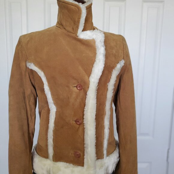 STEVE MADDEN Genuine Suede Leather Winter Coat Camel Color - Picture 8 of 16